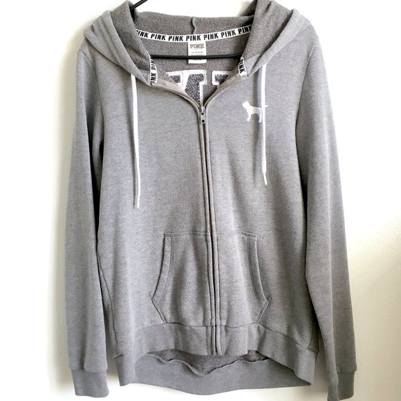 Victoria's Secret PINK Grey Hoodie with slouchy hood, Size S - Picture 2 of 5